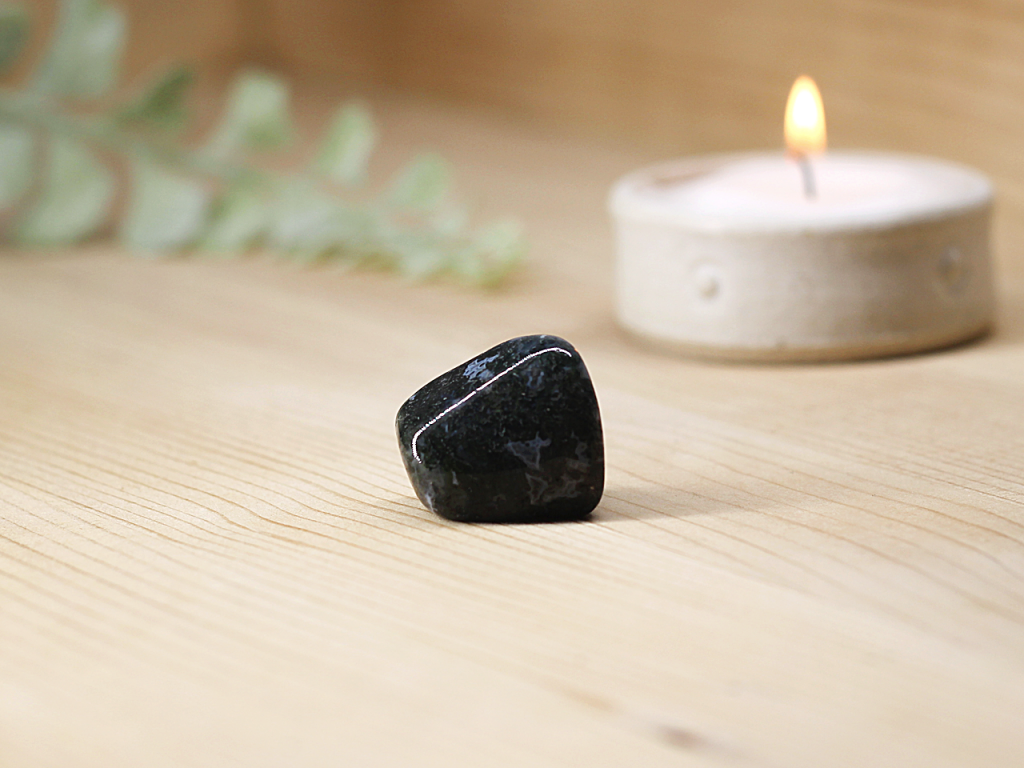 Moss Agate Tumblestone At Surrender To Happiness