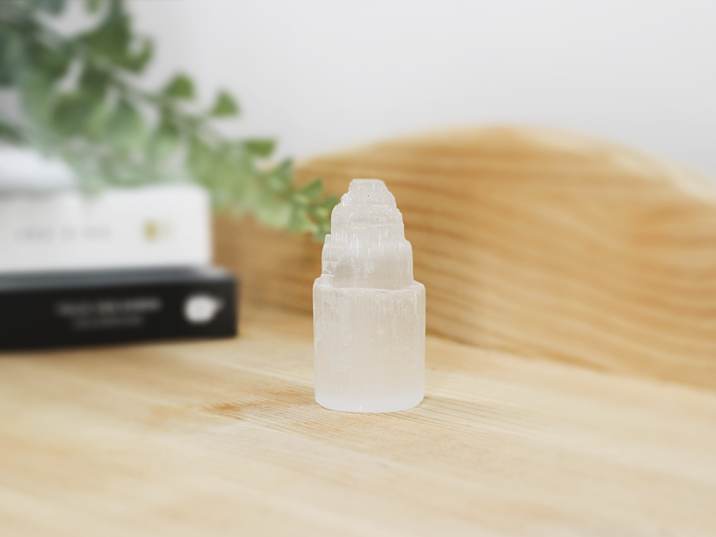 Mini Satin Spar Selenite Tower At Surrender To Happiness